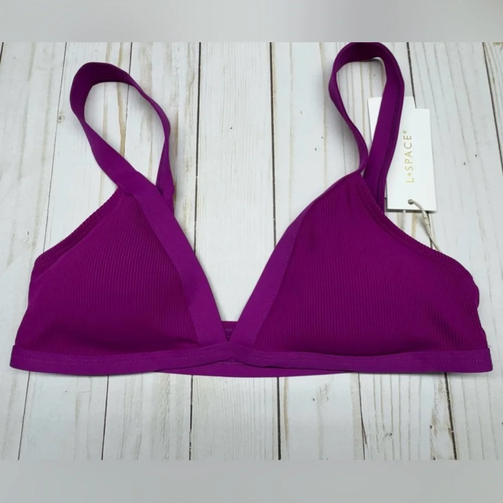 L*Space Berry Farrah Bikini Top & Lola Bitsy Bikini Bottom Swimsuit Set Medium